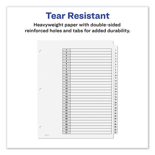 Customizable Toc Ready Index Black And White Dividers, 31-tab, 1 To 31, 11 X 8.5, 1 Set.