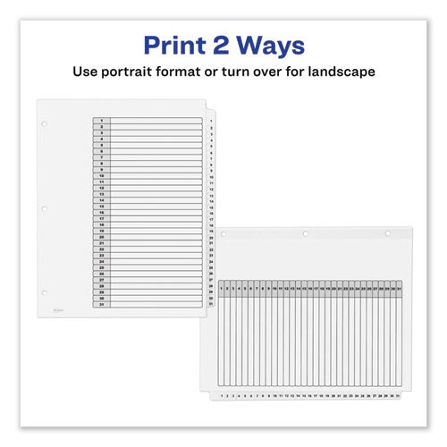 Customizable Toc Ready Index Black And White Dividers, 31-tab, 1 To 31, 11 X 8.5, 1 Set.