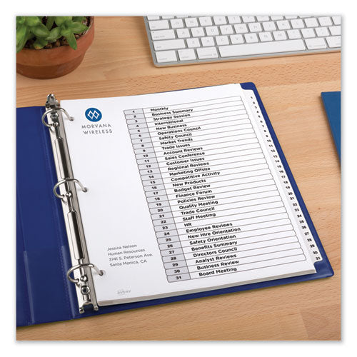 Customizable Toc Ready Index Black And White Dividers, 31-tab, 1 To 31, 11 X 8.5, 1 Set.