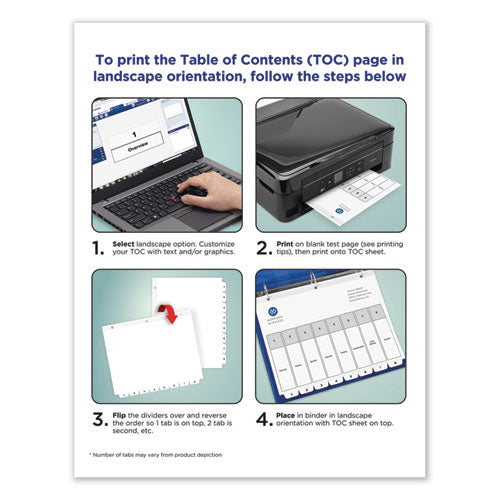 Customizable Toc Ready Index Black And White Dividers, 5-tab, 1 To 5, 11 X 8.5, 1 Set.