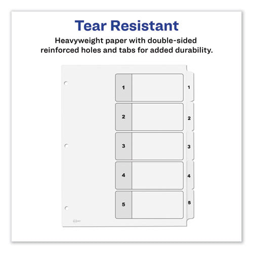 Customizable Toc Ready Index Black And White Dividers, 5-tab, 1 To 5, 11 X 8.5, 1 Set.