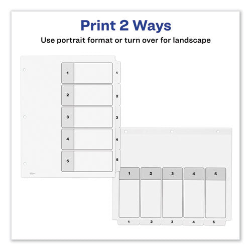 Customizable Toc Ready Index Black And White Dividers, 5-tab, 1 To 5, 11 X 8.5, 1 Set.