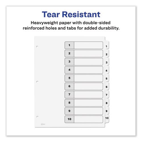 Customizable Toc Ready Index Black And White Dividers, 10-tab, 1 To 10, 11 X 8.5, 1 Set.