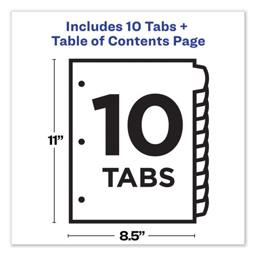 Customizable Toc Ready Index Black And White Dividers, 10-tab, 1 To 10, 11 X 8.5, 1 Set.