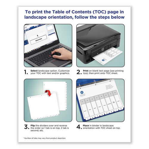 Customizable Toc Ready Index Black And White Dividers, 10-tab, 1 To 10, 11 X 8.5, 1 Set.