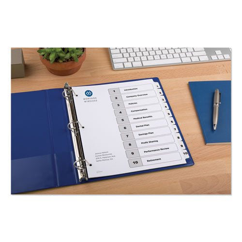 Customizable Toc Ready Index Black And White Dividers, 10-tab, 1 To 10, 11 X 8.5, 1 Set.