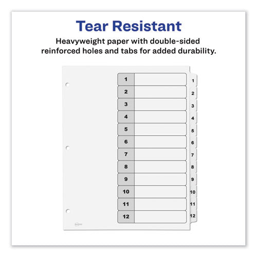 Customizable Toc Ready Index Black And White Dividers, 12-tab, 1 To 12, 11 X 8.5, 1 Set.