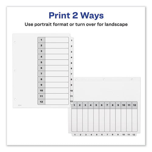 Customizable Toc Ready Index Black And White Dividers, 12-tab, 1 To 12, 11 X 8.5, 1 Set.