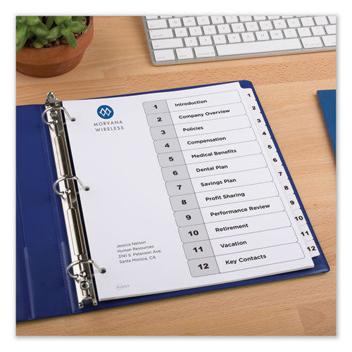 Customizable Toc Ready Index Black And White Dividers, 12-tab, 1 To 12, 11 X 8.5, 1 Set.