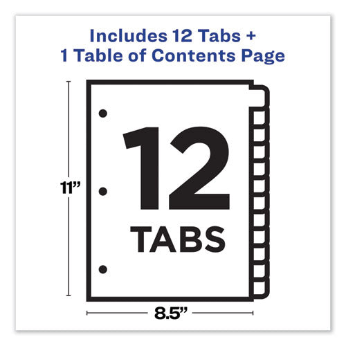 Customizable Toc Ready Index Black And White Dividers, 12-tab, 1 To 12, 11 X 8.5, 1 Set.