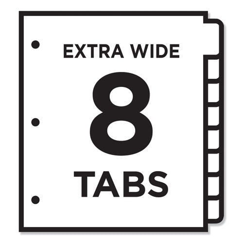 Customizable Toc Ready Index Multicolor Tab Dividers,Extra Wide Tabs, 8-tab, 1 To 8, 11 X 9.25, White, 1 Set