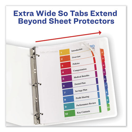 Customizable Toc Ready Index Multicolor Tab Dividers,Extra Wide Tabs, 8-tab, 1 To 8, 11 X 9.25, White, 1 Set