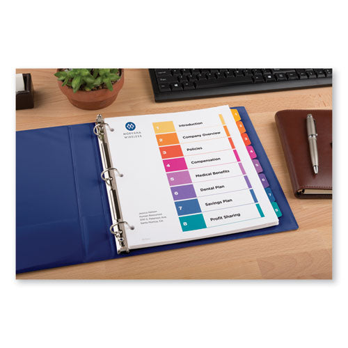 Customizable Toc Ready Index Multicolor Tab Dividers,Extra Wide Tabs, 8-tab, 1 To 8, 11 X 9.25, White, 1 Set