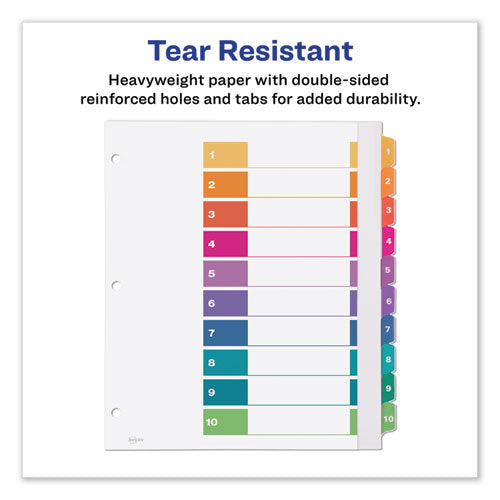 Customizable Toc Ready Index Multicolor Tab Dividers,Extra Wide Tabs, 10-tab, 1 To 10, 11 X 9.25, White, 1 Set