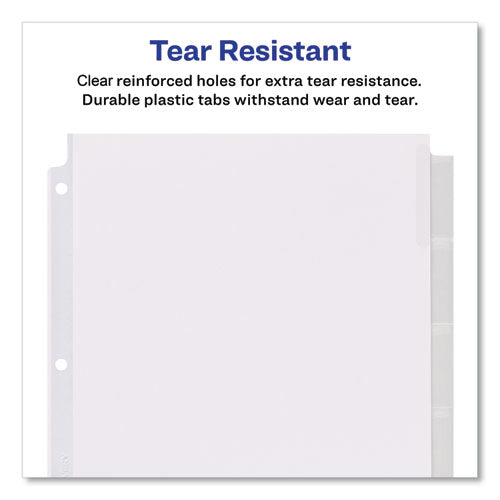 Insertable Big Tab Dividers, 5-tab, Single-sided Copper Edge Reinforcing, 11.13 X 9.25, White, Clear Tabs, 1 Set.