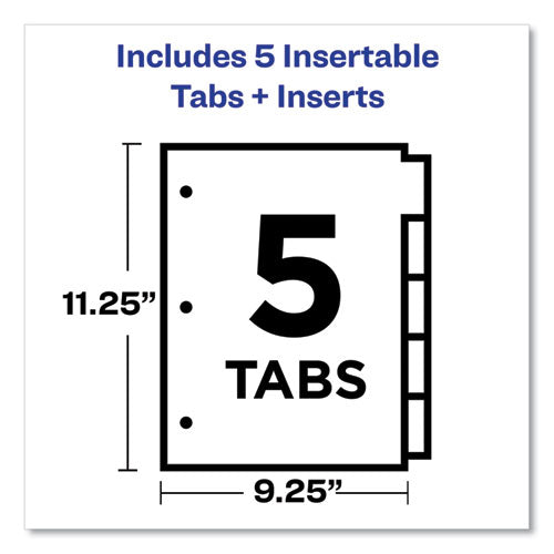 Insertable Big Tab Dividers, 5-tab, Single-sided Copper Edge Reinforcing, 11.13 X 9.25, White, Clear Tabs, 1 Set.