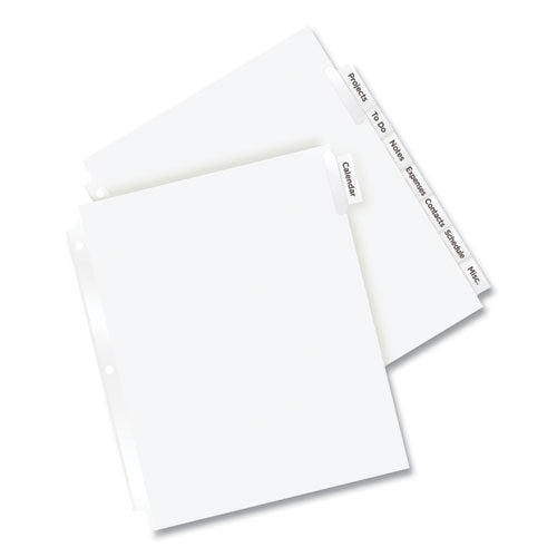 Insertable Big Tab Dividers, 8-tab, 11.13 X 9.25, White, Clear Tabs, 1 Set.