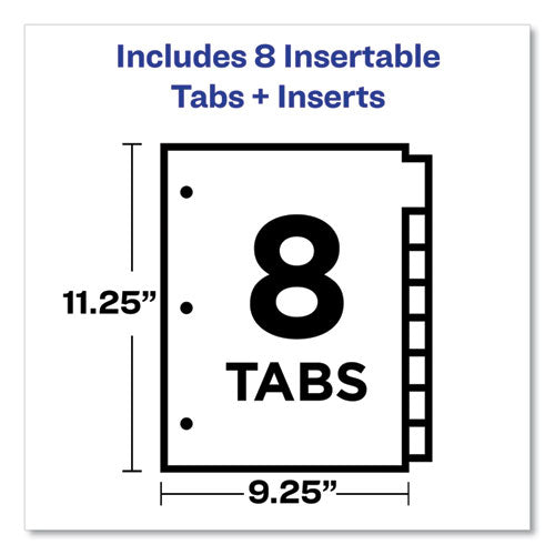 Insertable Big Tab Dividers, 8-tab, 11.13 X 9.25, White, Clear Tabs, 1 Set.