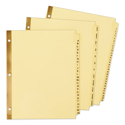 Preprinted Laminated Tab Dividers With Gold Reinforced Binding Edge, 25-tab, A To Z, 11 X 8.5, Buff, 1 Set.