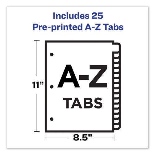 Preprinted Laminated Tab Dividers With Gold Reinforced Binding Edge, 25-tab, A To Z, 11 X 8.5, Buff, 1 Set.