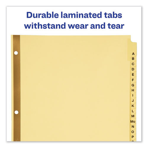 Preprinted Laminated Tab Dividers With Gold Reinforced Binding Edge, 25-tab, A To Z, 11 X 8.5, Buff, 1 Set.