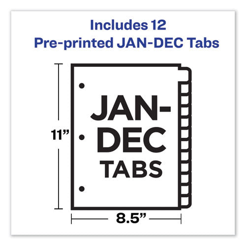 Preprinted Laminated Tab Dividers With Gold Reinforced Binding Edge,12-tab, Jan. To Dec., 11 X 8.5, Buff, 1 Set