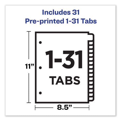 Preprinted Laminated Tab Dividers With Gold Reinforced Binding Edge, 31-tab, 1 To 31, 11 X 8.5, Buff, 1 Set.