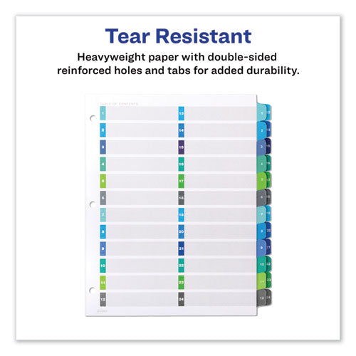 Customizable Toc Ready Index Double Column Multicolor Tab Dividers,24-tab, 1 To 24, 11 X 8.5, White, 1 Set