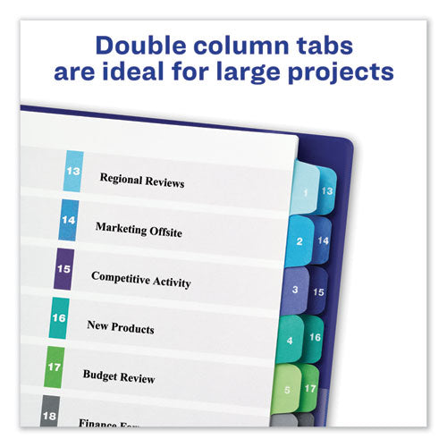 Customizable Toc Ready Index Double Column Multicolor Tab Dividers,24-tab, 1 To 24, 11 X 8.5, White, 1 Set