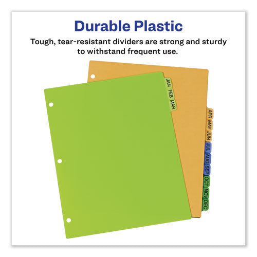 Durable Preprinted Plastic Tab Dividers, 12-tab, A To Z, 11 X 8.5, Assorted, 1 Set.