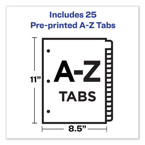 Preprinted Black Leather Tab Dividers W/gold Reinforced Edge, 25-tab, A To Z, 11 X 8.5, Buff, 1 Set.