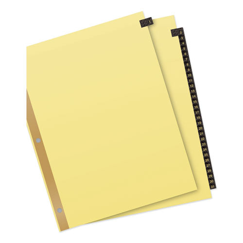 Preprinted Black Leather Tab Dividers W/gold Reinforced Edge, 31-tab, 1 To 31, 11 X 8.5, Buff, 1 Set.