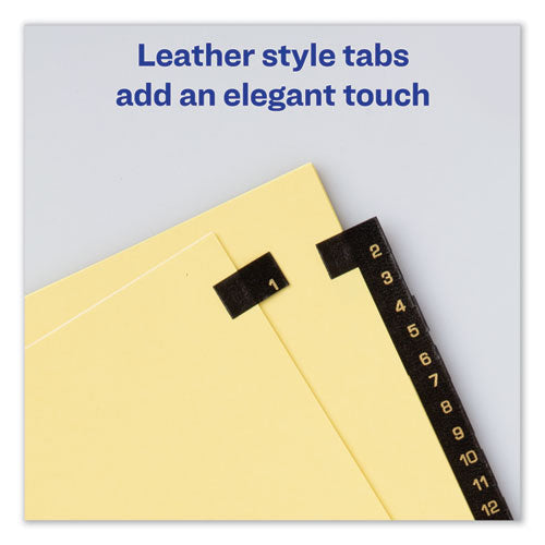 Preprinted Black Leather Tab Dividers W/gold Reinforced Edge, 31-tab, 1 To 31, 11 X 8.5, Buff, 1 Set.