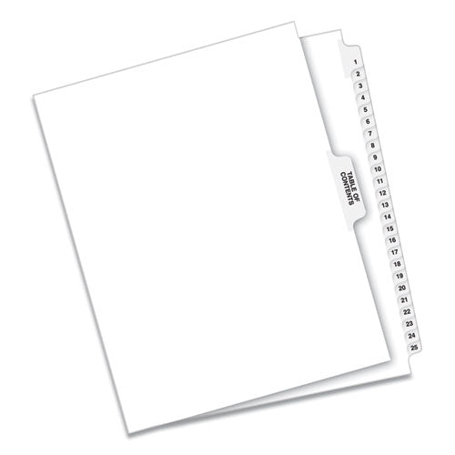 Preprinted Legal Exhibit Side Tab Index Dividers, Avery Style, 25-tab, 1 To 25, 11 X 8.5, White, 1 Set.