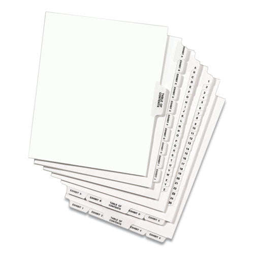 Preprinted Legal Exhibit Side Tab Index Dividers, Avery Style, 27-tab, A To Z, 11 X 8.5, White, 1 Set.