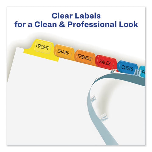 Print And Apply Index Maker Clear Label Dividers, 12-tab, Color Tabs, 11 X 8.5, White, 5 Sets.