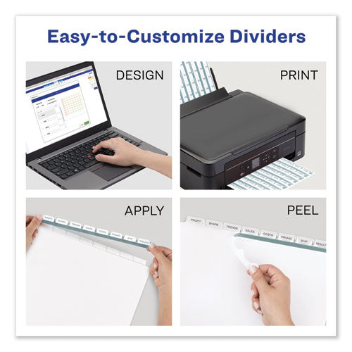 Print And Apply Index Maker Clear Label Dividers, 12-tab, Color Tabs, 11 X 8.5, White, 5 Sets.