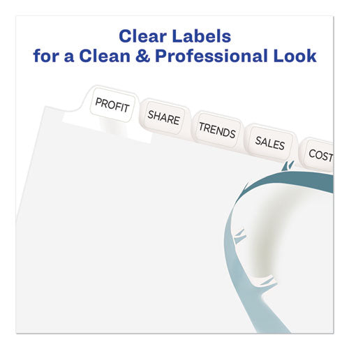 Print And Apply Index Maker Clear Label Dividers, 12-tab, White Tabs, 11 X 8.5, White, 5 Sets.