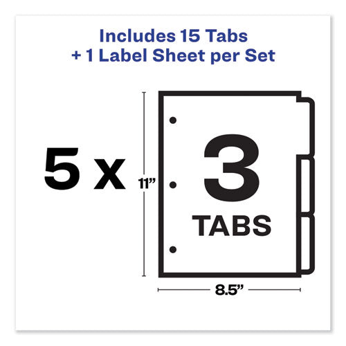 Print And Apply Index Maker Clear Label Dividers, 3-tab, White Tabs, 11 X 8.5, White, 5 Sets.