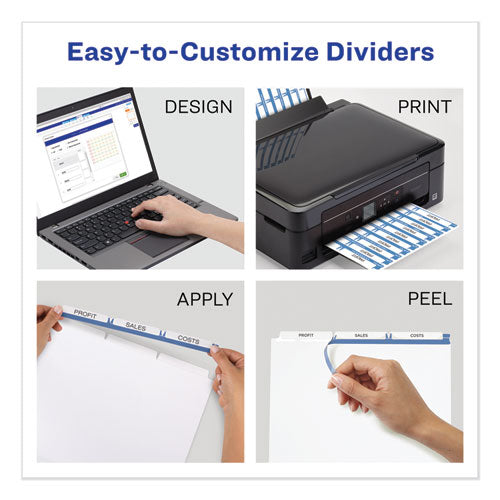 Print And Apply Index Maker Clear Label Dividers, 3-tab, White Tabs, 11 X 8.5, White, 5 Sets.