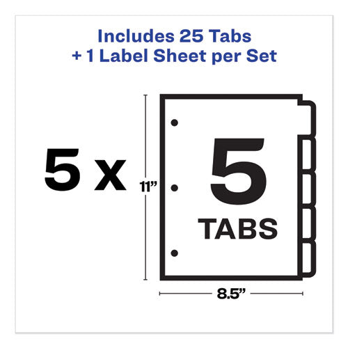 Print And Apply Index Maker Clear Label Dividers, 5-tab, White Tabs, 11 X 8.5, White, 5 Sets.