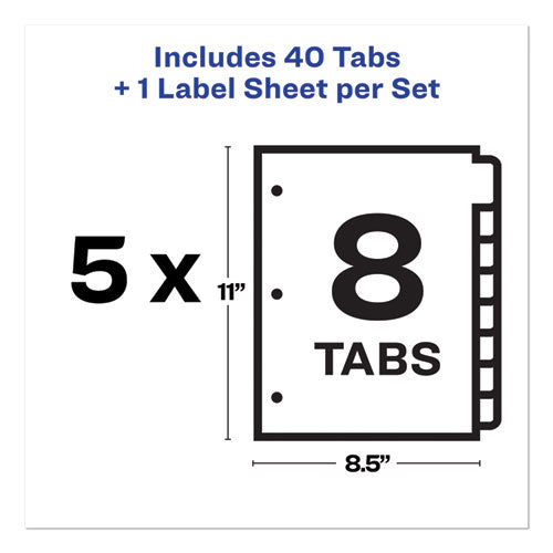 Print And Apply Index Maker Clear Label Dividers, 8-tab, 11 X 8.5, White, 5 Sets.