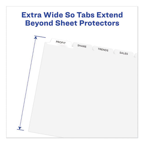 Print And Apply Index Maker Clear Label Dividers, Extra Wide Tab, 5-tab, White Tabs, 11.25 X 9.25, White, 1 Set.