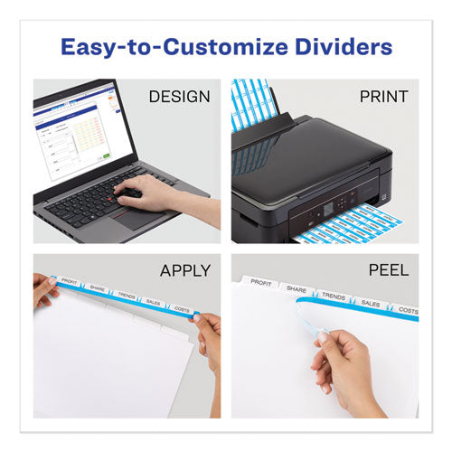 Print And Apply Index Maker Clear Label Dividers, Extra Wide Tab, 5-tab, White Tabs, 11.25 X 9.25, White, 1 Set.