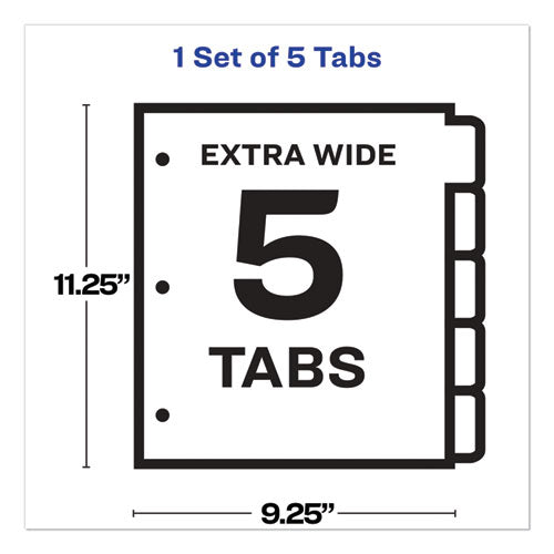 Print And Apply Index Maker Clear Label Dividers, Extra Wide Tab, 5-tab, White Tabs, 11.25 X 9.25, White, 1 Set.