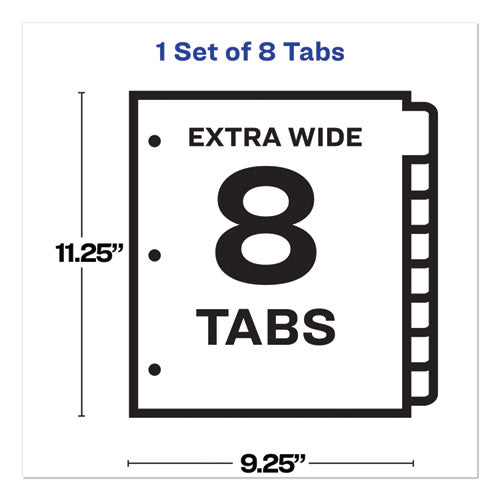 Print And Apply Index Maker Clear Label Dividers, Extra Wide Tab, 8-tab, 11.25 X 9.25, White, 1 Set.