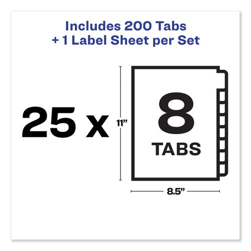 Print And Apply Index Maker Clear Label Unpunched Dividers, 8-tab,11 X 8.5, White, White Tabs, 25 Sets