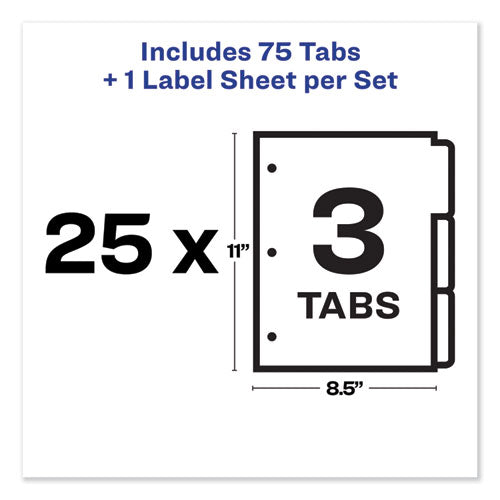 Print And Apply Index Maker Clear Label Dividers, 3-tab, White Tabs, 11 X 8.5, White, 25 Sets.