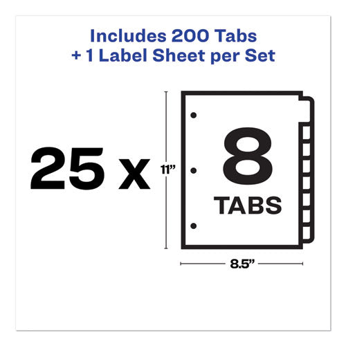 Print And Apply Index Maker Clear Label Dividers, 8-tab, 11 X 8.5, White, 25 Sets.