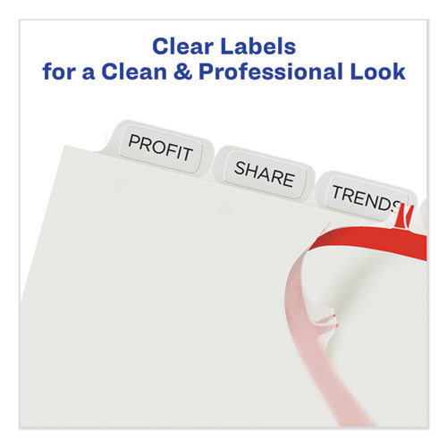 Print And Apply Index Maker Clear Label Plastic Dividers W/printable Label Strip, 8-tab, 11 X 8.5, Frosted Clear Tabs, 1 Set.